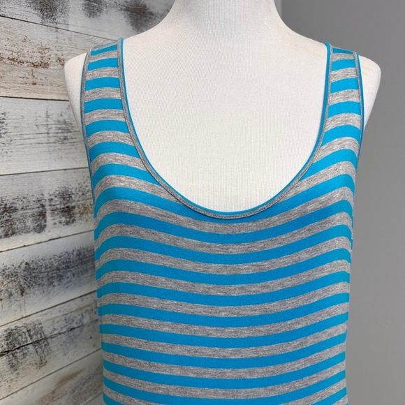 Calvin Klein Grey Blue Striped Tank Maxi Dress Size 12 Sleeveless A-Line Beach - Picture 8 of 16